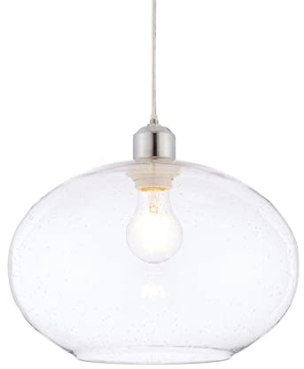 National Lighting Trent Modern Decorative Clear Glass Globe Ceiling Pendant Light with Bubble Effect Shade E27/B22