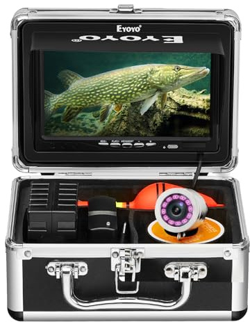Eyoyo Underwater Fishing Camera Portable Video Fish Finder 1000TVL Waterproof Camera w/ 12pcs Infrared Lights 7 inch Monitor Underwater DVR Video Fish Cam for Boat, Lake, Ice Fishing (30m+DVR)