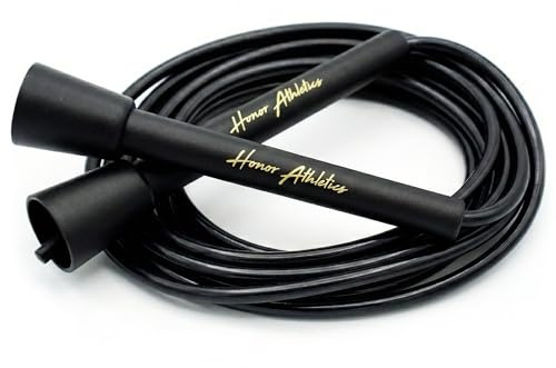 HONOR ATHLETICS Speed Rope, Skipping Rope - Best for Double Under, Boxing, MMA, Cardio Fitness Training Condition - Jump Rope (Black, 10 ft rope – (Fits users up to 6'3))