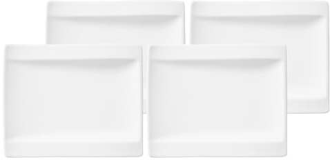 Villeroy & Boch NewWave 4er Set Brotteller Kuchenteller 18x15cm weiß Porzellan