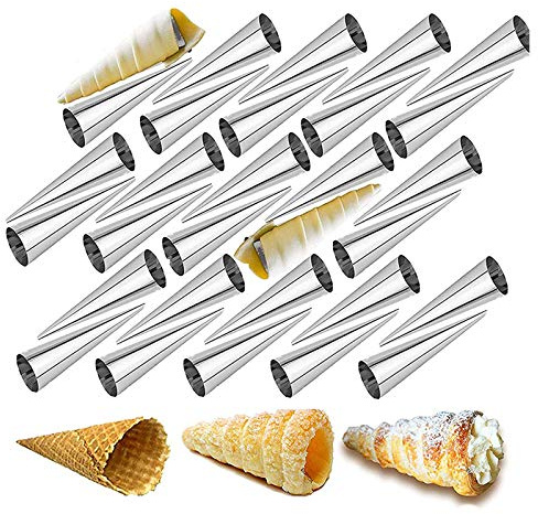 Chikanb 30 Pezzi Stampi Crema da Pasticceria in Acciaio Inossidabile Coni dritti - Grandi Dimensioni Cornetti alla Crema Conica Spirale per Cucina Cannoli, Croissant, Laminate, Torta, Gelato #3