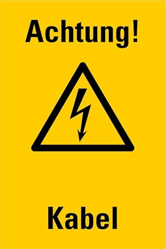 Aufkleber Kombi-Warnzeichen „Achtung! Kabel“ Warnung Hinweis Stromkabel Folie selbstklebend Symbol nach ISO 7010 (W012) | 12 x 20 cm Made in Germany