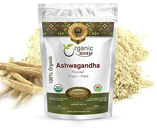 Organic Way Premium Ashwagandha Root Powder (Withania somnifera) - Organic & Kosher Certified | Vegan | Non GMO & Gluten Free | USDA Certified | Origin - India (1/2 Lbs / 8Oz)