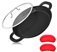 Vinchef Nonstick Grill Pan for Stove tops | 13.0 Skillet, Indoor Induction Cast-aluminum Grill Pan with Lid and Anti-Scalding Tools, GRANITEC Nonstick Coating, Dishwasher & Oven Safe