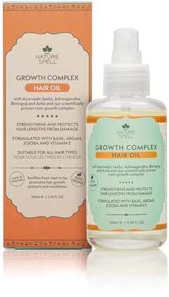 Nature Spell Growth Complex Hair Oil, Lightweight Oil for Dry and Damaged Hair, With Hyaluronic Acid and Vitamin B5, Vegan, 100ml