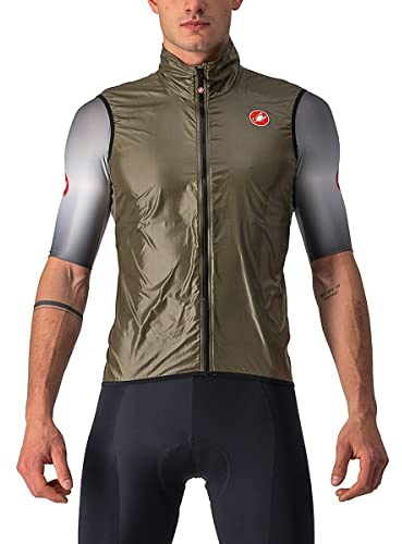 CASTELLI Men’s Aria Vest, Ultralight HIghly Packable Wind Protection for Commuting, Road Cycling and Biking - Moss Brown - Medium