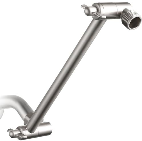 Voolan 27,9 cm Duschverlängerungsarm mit Verriegelungsgelenken, verstellbare Höhe und Winkel, Premium massives Messing Anti-Leck (gebürstetes Nickel)