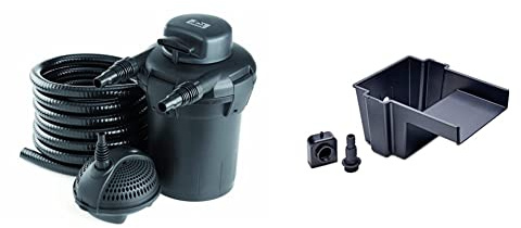 Pontec 50753 PondoPress Set 5000 & 73348 PondoFall - Set aus Druckfilter mit intergriertem 7W-Teichklärer, Filterpumpe und Bachlaufelement
