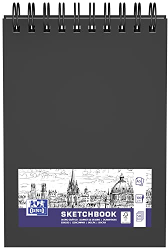 Oxford Skizzenbuch 1 Stück A5 50 Blatt 100gr Doppelspirale Hardcover schwarz