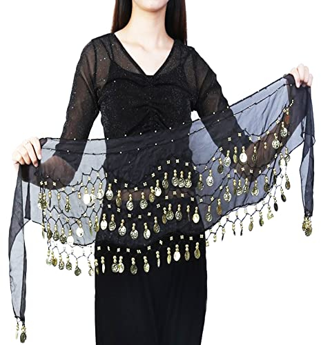 Floatdream Bauchtanz-Hüftschal, Bauchtanz-Hüftschal für Frauen, Meisje buikdans Taille Ketting, für in Bühnenaufführungen, Geburtstagsaufführungen, Partyaufführungen(Schwarz)