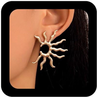 Allereya Vintage Sonnenblumen Ohrringe Sonnenstrahlen Ohrringe Sunburst Ohrstecker Gold Sonnen Ohrringe Schmuck Für Frauen Und Mädchen (gold)