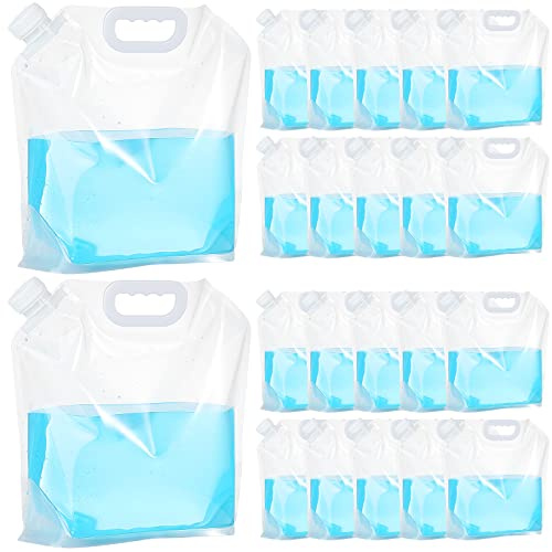 Zubebe 20 Pcs x 1.3 Gallon Water Container Bags Collapsible Emergency Container Bag 26 Gallon Freezable Bpa Free Food Grade Clear Plastic Storage Foldable Bottle for Camping Riding