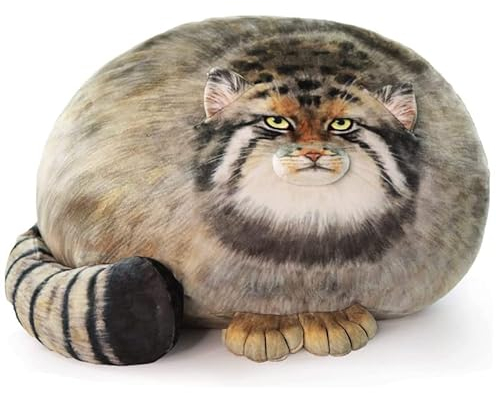 XIAOHONG Chubby Steppe Cat Pillow, 18'' Pallas Cat Plush Pillow, Cute Steppe Cat Stuffed Animal Soft Plushie, Kitten Plush Throw Pillow Doll Big Plush Toy Gift for Girls Boys Girlfriend