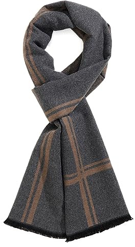 TAMOUKOC Écharpe d'hiver chaude pour homme, toucher cachemire de qualité supérieure, luxueusement douce et longue, motif écossais, Gris/Kaki, 70 x 12