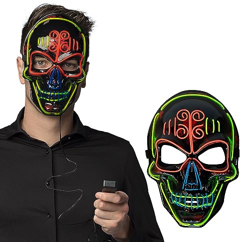 Boland - LED Maske, Maske mit Licht, Horrormaske für Karneval, Accessoire für Faschingskostüme, Halloween Maske