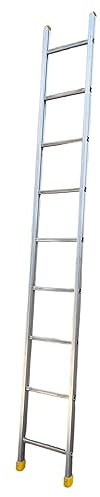 Scala in alluminio industriale singola semplice da Appoggio per agricoltura Parallela a Pioli (9 Gradini)