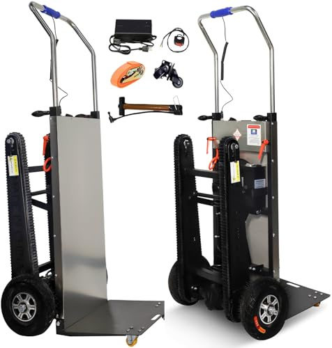 ROOMEDAL Electric Stair Climbing Dolly, 661lb 600W Powered Electric Stair Climbing Hand Trucks Dolly Cart with Rubber Tracks for Moving, Heavy Duty Stair Climber (Pure Black)