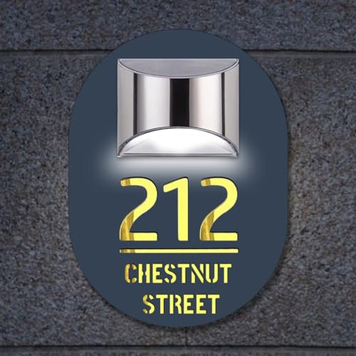 Numero civico solare personalizzato Targhe Numeri di Porta Illuminati Segni Targa Personalizzata Moderna Indirizzo Nome Targa Giardino Esterno Luce,strada segno della porta personalizzabile,Ellittico
