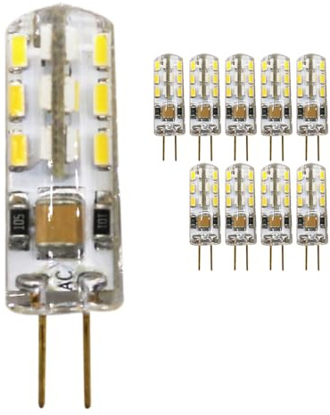 Ampoules Halogènes G4, Ampoule G4, Ampoule G4 LED 2W 130LM, 2W équivalent à une Lampe Halogène, Ampoule Led G4 Blanc Chaud 2700K, Non Dimmable AC 220V 230V 360° Degrés 24 SMD 3014 (10 pièces)