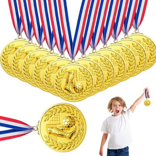 Xlong 12 Pezzi Medaglia Calcio Bambini,Medaglie Premiazioni Metallo Calciol,Medaglie di Calcio,Medaglie Premiazioni Metallo,Medaglia Premiazione Calcio,Medaglie Sportive