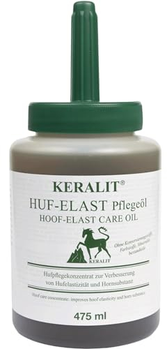 RL24 Keralit - Huf-Elast Pflegeöl | Huf-Öl mit Hufpinsel | Huffett für Pferdehuf & Kronrand | enthält Lorbeer-, Sesam-, Avocado- & Jojobaöl | Hufpflege für Pferde | 1 x 475 ml Pinselflasche