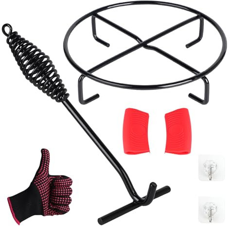 LALAGO Trébede para Horno, Ø20 cm Soporte para Horno, Elevador de Tapa, Gancho Holandés, Salvamanteles Holandés para Olla de Fuego, Accesorios para Barbacoas, Cacerolas, Camping