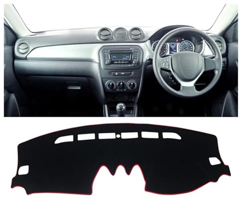 Dashboard Cover Mat For Suzuki For Vitara LY Hybrid 2015 2016 2017 2018 2019 2020 2021 2022 Car Dashboard Cover Mat Sun Shade Pad Instrume Panel Carpets Dash Cover Mat(A RHD Red Side)