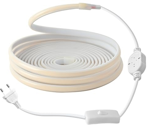 230V COB LED Strip Streifen 2m,led leiste lichtleiste aussenbereich wasserdicht lichtband,Warmweiss 3200K lampe,2Meters led band stripes mit Schalter,Home Decoration Küche Garten LED Beleuchtung