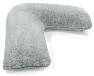 Velosso Premium Large Maternity V Pillow with Soft Teddy Pillowcase Extra Cushioning Support for Back, Neck and Head, Pregnancy Nursing Pillow Non Allergenic with Removable Teddy Cover (Teddy Silver)