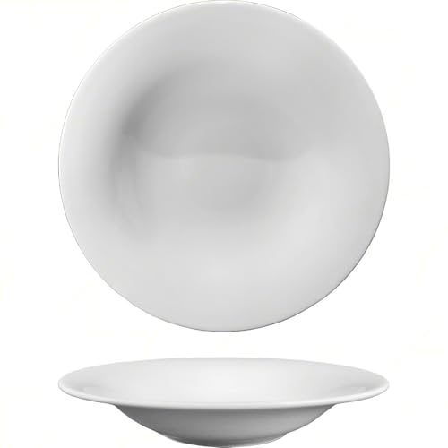 Sicignano | Plato hondo de porcelana blanco redondo 26 cm Napoli Pasta B-Bowl para primeros platos, resistente, lavable en lavavajillas, apto para microondas, fabricado en Italia