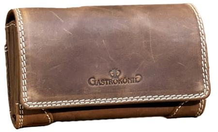 Gastrokönig Kellnertasche, das Original, Garantie lebenslang, Kellnergeldtasche, Kellner-Portemonnaie, Kellnerbörse aus Leder, für Männer und Frauen (Antik braun)