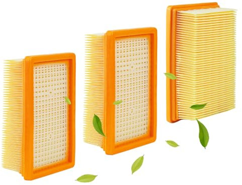 3 Stück Kärcher Staubsauger Filter Set für WD4/WD5/WD6/MV4/MV5/MV6 Flachfaltenfilter, Nass-/Trockensauger, Industriesauger, Mehrzwecksauger Ersatz
