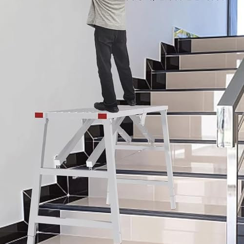 Plataforma de Trabajo Andamio de Escaleras con Patas Ajustables, Banco de Trabajo Antideslizante para Trabajos de Pintores en La Construcción, Plataforma de Construcción Plegable, Andamios Portátiles(