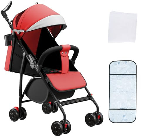 OHMG Buggy, Kinderwagen, Reisewagen, ultrakompakt, klein und leicht, einfach in 1 Sekunde zu falten, städtischer Kinderwagen für Babys und Kinder, geräumig mit bequemer Lenkung