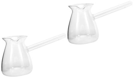 Cabilock 2pcs Elegant Glass Pitcher Measuring Cup Milk Frothing Jug for Espresso Hot Beverage Cup