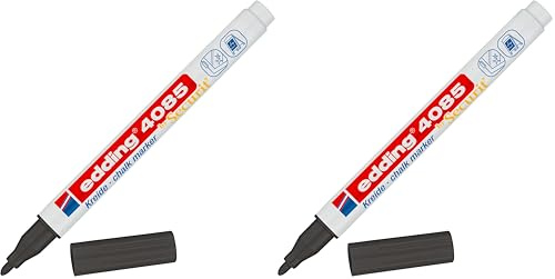 edding 4085 Kreidemarker - schwarz - 1 Kreidestift - Rundspitze 1-2 mm - dünner Kreidestift für Tafel abwischbar - zum Beschriften von Fenster, Glas, Spiegel - Tafelstift mit deckenden Farben