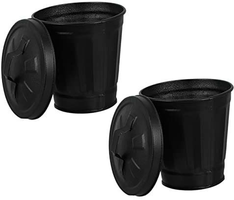 Cabilock Lot De 2 Mini Corbeilles à Papier De Bureau En Fer Galvanisé Couvercles, Porte-stylo Polyvalent, Rangement Pour Stylos Et Pots à Fleurs, Usage Maison, Bureau, École, Décoratif