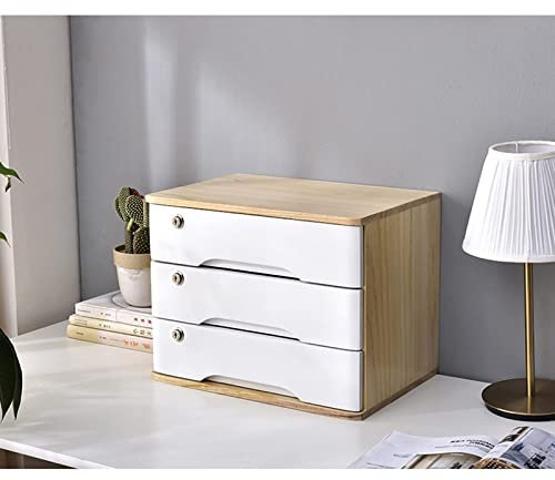 Aktenschrank aus Massivholz mit A4-Papieraufbewahrung, kleine Kommode für Büro und Zuhause