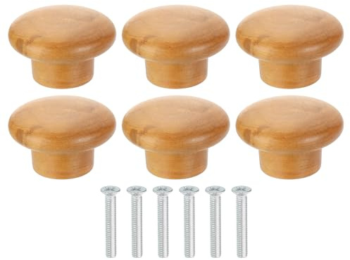 QUARKZMAN 6 Stück runde Holzschubladenknöpfe 1 5/8 Durchmesser Buche | runde Kopfkommode Knöpfe Holzknöpfe, Mit Schrauben, Für Möbelschublade Kommode Kleiderschrank