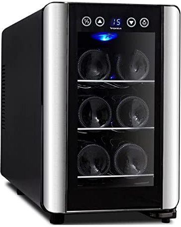 IUBGFTO Refrigerador para Vino con encimera de 6 Botellas - Gabinetes electrónicos para Vino, refrigerador para Vino Blanco y Tinto Enfriador para Vino con encimera - Mini Vino Compacto Independiente