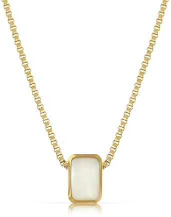 Made by Nami Halskette Damen Gold mit Perlmutt Anhänger aus Chirurgischem Edelstahl 40 + 5 cm Spirituelle Geschenke für Frauen Goldkette Damen Wasserfester Schmuck Hypoallergen