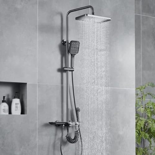 Set Doccia Con Rubinetto A Vista, Sistema Doccia Con Display Della Temperatura, Soffione Doccia A Pioggia Con Doccetta, Doccetta Bidet, Rubinetto A Cascata Per Vasca, Miscelatore Per Vasca E Doccia.