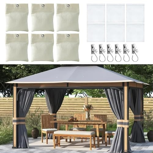 Vauki Vorhang Beschwerer Outdoor 6 Stück - Tragbare Gewichtstaschen für Pavillon-Vorhänge im Freien • Stabiler Windschutz für Zelte, Markisen & Tischdecken (Sand/Sammelware)
