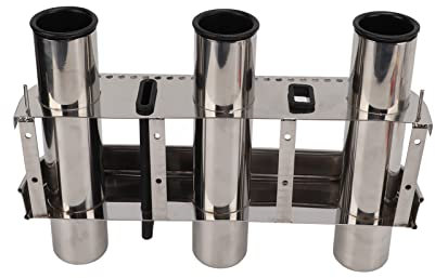 Stainless Steel 3 Tube Link Rod Holder with Toolbar for Marine Yacht Boat, Fishing Pole Support Storage Stand Rod Pod Truck RV