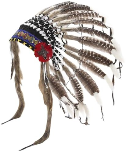 Dinntty Federkopfschmuck, Amerikanischer Kopfschmuck, Indianisches Federstirnband, Indianischer Kopfschmuck Für Party-Foto-Requisiten Für Kinder Und Erwachsene