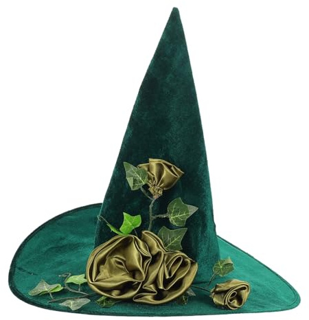 ROMISBABA Chapeau Halloween Vert avec Fleurs Faux Lierre Accessoire pour Cosplay et Fête Ambiance Festive et Originale