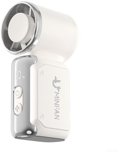Mini ventilatore portatile portatile, silenzioso, USB turbo, mini ventilatore regolabile a 199 velocità con display a LED per viaggi, all'aperto, pendolari o desktop (bianco)