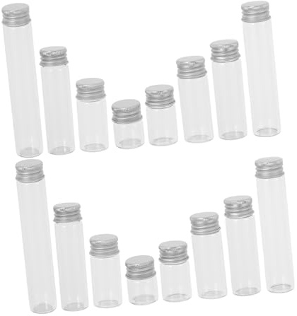 VALICLUD 16 pièces Mini Bouteilles Verre Transparent avec Bouchon Aluminium Flacons Échantillons Scellés pour Huiles Essentielles Stockage Compact et Portable pour DIY et Décoration