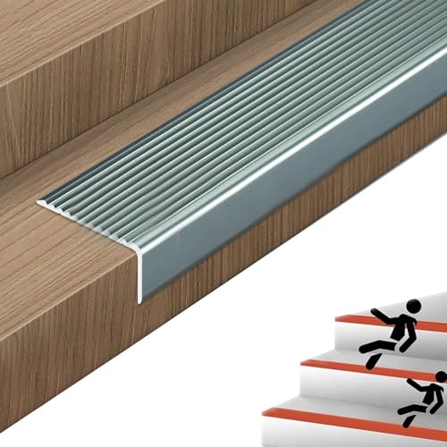 2er-Set Treppenkantenprofil Alu L-Form, für den Innen- und Außenbereich, geeignet für Laminat-, Fliesen-, Metall- und Holztreppen, Länge 135 cm(Gray,W 7 x H 3 cm)