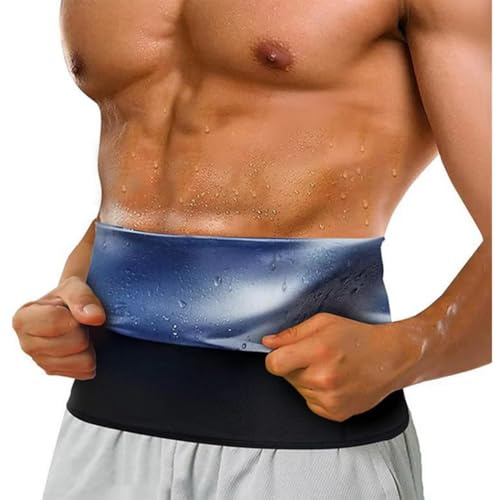 män body shaper bastu fitness bälte svettbälte magbälte för figurformning (Size:S/M,Color:Blå)